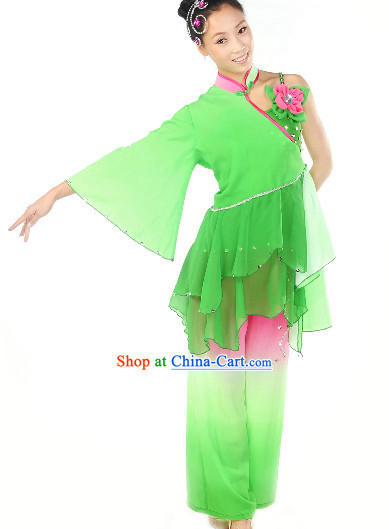 Professional Dance Troupe Fan Dancing Costume and Headdress