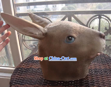 Stage Performance Grey Rabbit Head Mask