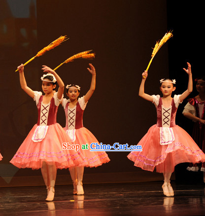 Traditional Chinese Pink Ball Gown Skirt for Kids