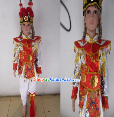 Professional Beijing Opera Stage Performance Dance Costumes and Long Feather Hat