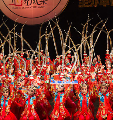 Qin Yuan Chun Beijing Opera Stage Performance Dance Costumes and Long Feather Hat