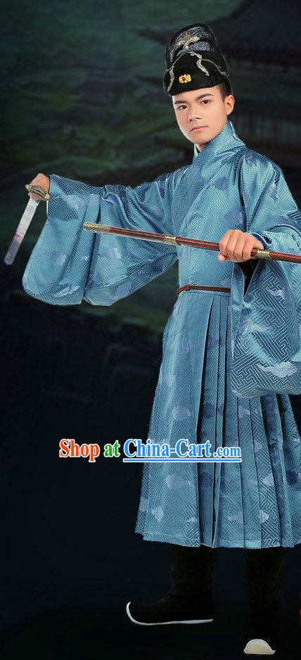 Ancient Chinese Swordman Gowns and Hat Complete Set