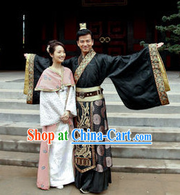 Black Chinese Hanfu Clothing and Headpieces for Men