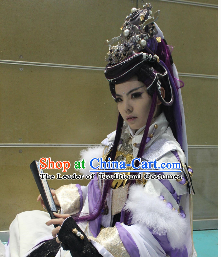 Chinese Fairy Legend Queen Princess Emperor Cosplay Long Wigs and Hair Accessories