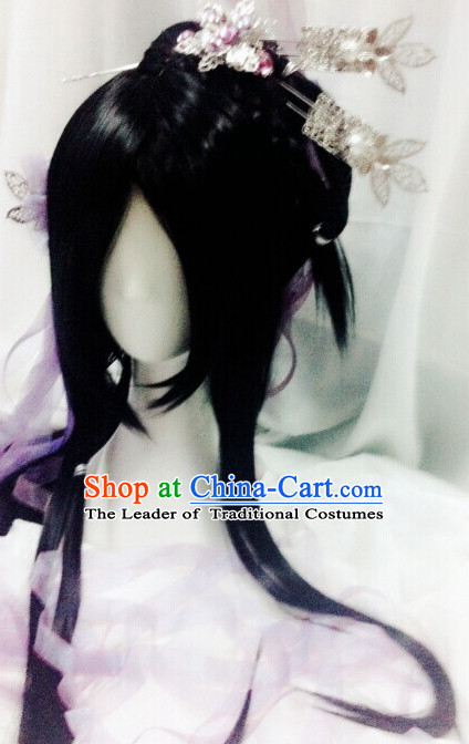 Chinese Fairy Legend Queen Princess Emperor Cosplay Long Wigs and Hair Accessories Jewelry