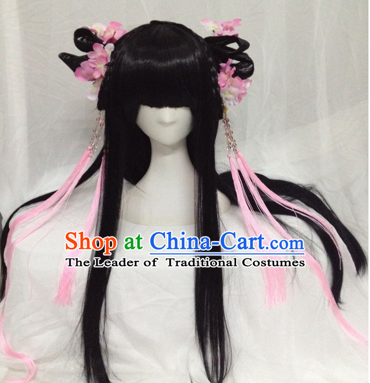 Chinese Fairy Legend Queen Princess Emperor Cosplay Long Wigs and Hair Accessories Jewelry