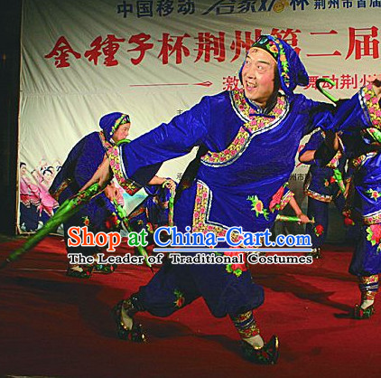 Chinese Happy Nanny Dance Costumes and Wigs