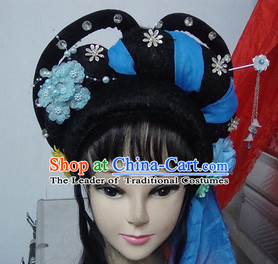 Chinese Opera Peking Opera Cantonese Opera Meng Jiang Nv Hairstyles Fascinators Fascinator Wholesale Jewelry Hair Pieces and Black Wigs