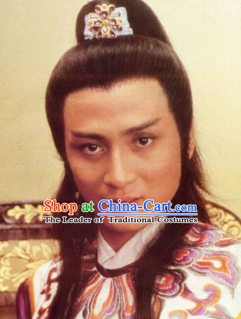 Ancient Chinese Black Wigs and Headpieces for Men