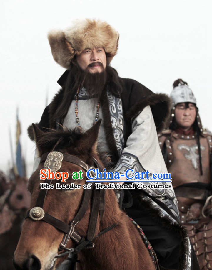 Yuan Dynasty Cheng Ji Si Han Genghis Khan Costume Costumes Dresses Clothing Clothes Garment Outfits Suits Complete Set for Men