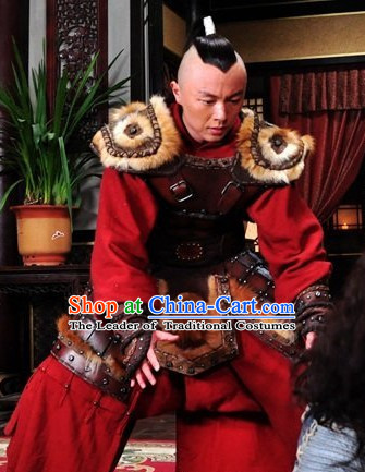 Yuan Dynasty General Costumes Dresses Clothing Clothes Garment Outfits Suits Complete Set for Men