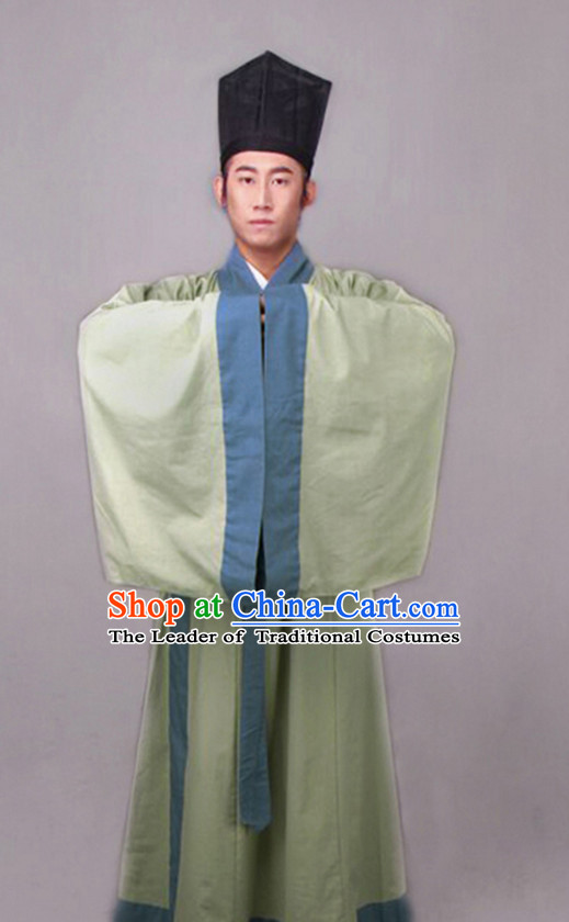 Chinese Costume Chinese Costumes Hanfu Han Fu Ancient China Clothing Dress Garment Suit and Hat Complete Set for Men