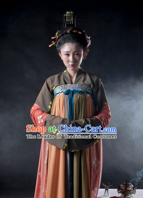 Chinese Ancient Tang Dynasty Lady Clothes Costume China online Shopping Traditional Costumes Dress Wholesale Asian Culture Fashion Clothing and Hair Accessories for Women