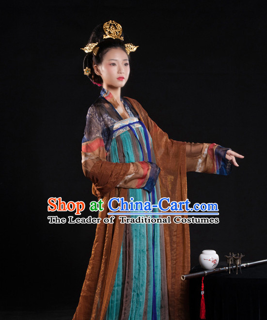 Asian Fashion Chinese Ancient Tang Dynasty Lady Clothes Costume China online Shopping Traditional Costumes Dress Wholesale Culture Clothing and Hair Accessories for Women