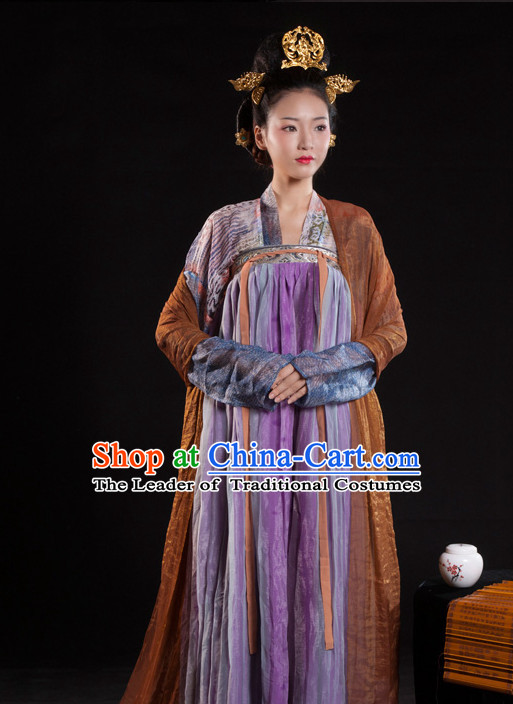 Asian Fashion Chinese Ancient Tang Dynasty Lady Clothes Costume China online Shopping Traditional Costumes Dress Wholesale Culture Clothing and Hair Accessories for Women