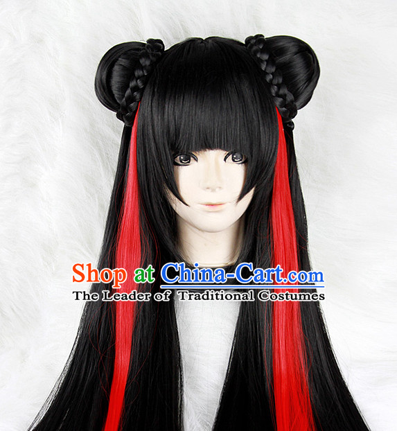 Black Chinese Ancient Knight Cosplay Long Wigs Classic Wig for Women