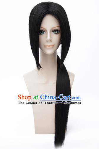 Ancient Asian Chinese Japenese Korean Knight Cosplay Long Wigs Classic Lace Front Toupee Hair Extensions Wig