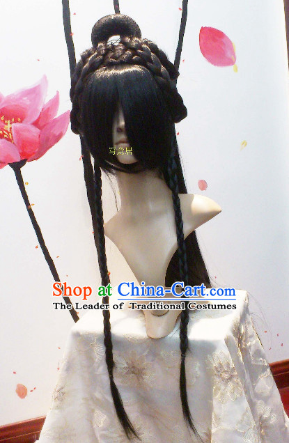 Ancient Asian Chinese Japenese Korean Knight Cosplay Long Wigs Classic Lace Front Toupee Hair Extensions Wig