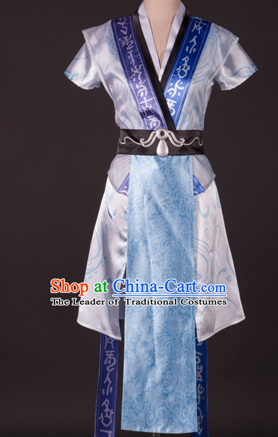 Ancient Chinese Knight Prince Cosplay Costumes and Hair Accessories Complete Set for Men