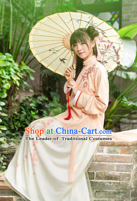 Chinese Ming Dynasty Dress Clothing and Hair Jewelry Complete Set for Women and Girls