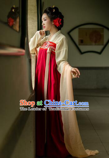 Chinese Tang Dynasty Princess Dress Clothing and Hair Jewelry Complete Set for Women and Girls