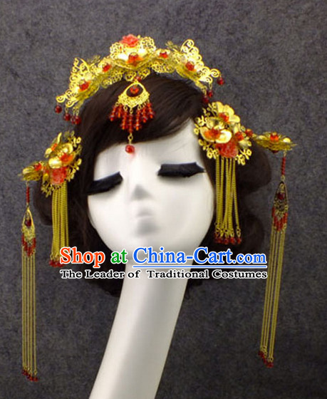 Chinese Empress Princess Queen Black Wigs and Hair Accessories Hair Jewelry Fascinators Headbands Hair Clips Bands Bridal Comb Pieces Barrettes