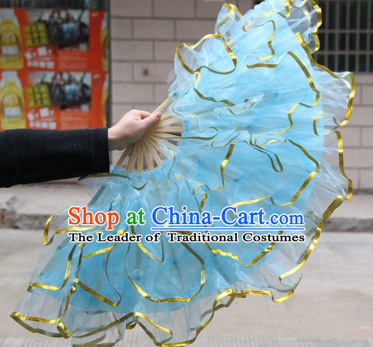 Light Blue Chinese Korean Dancing Fan Dance Gauze Fans Belly Dance Hand Fans Hand Fan Japanese Wedding Fans Oriental Fan