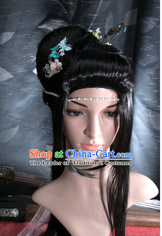 Ancient Chinese Japanese Korean Asian Princess Long Wigs Cosplay Wig Hair Extensions Toupee Full Lace Front Weave Pieces for Women