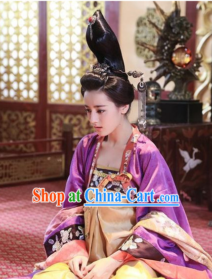 Ancient Chinese Tang Dynasty Princess Clothes and Hair Jewelry Complete Set