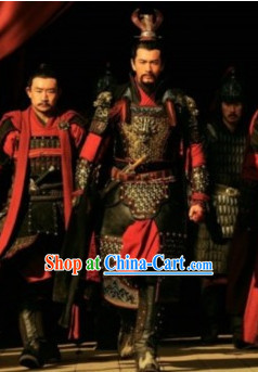 Chinese Ancient Hero Armor Costumes and Helmet Complete Set for Men