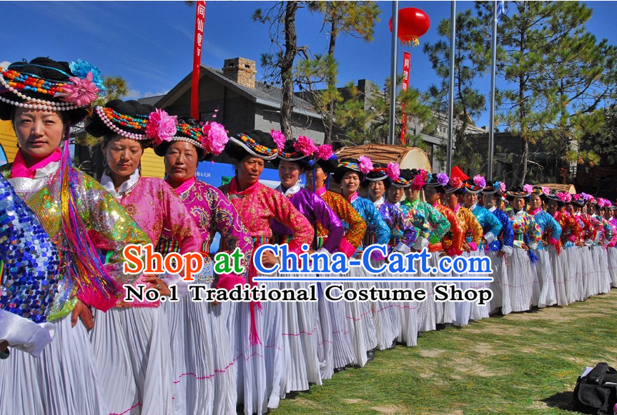 Chinese Traditional Asian Yi Minority Clothes for Women