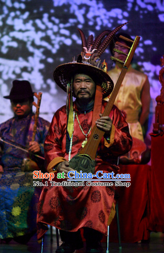 China Yunnan Lijiang Minority Ethnic Long Robe and Hat for Men