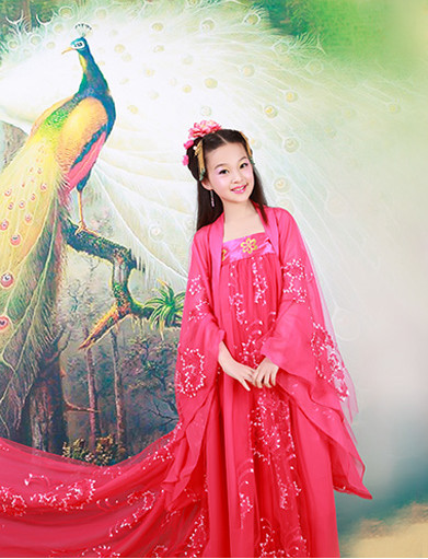 Chinese Empress Costumes and Hair Accessories for Kids Halloween Asian Fashion Ancient China Hanfu