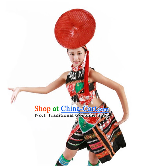 Chinese Dance Costumes Ethnic China Nationality Group Costumes for Women