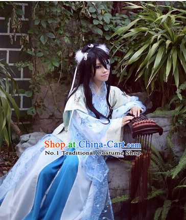 Top Chinese Halloween Costumes Asian Fashion Blue Fairy Costume Complete Set for Women