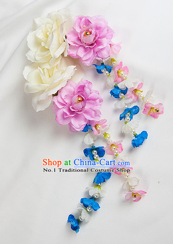 Chinese Traditional Flower Hair Fascinators Hair Slides Headpieces Hair Ornaments