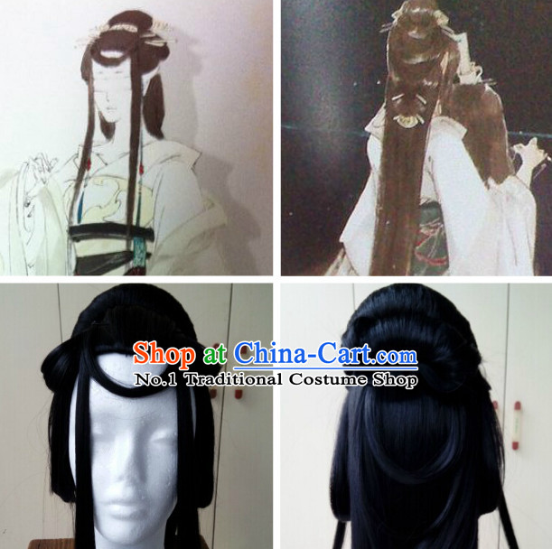 Chinese Ancient Costumes Long Black Wig