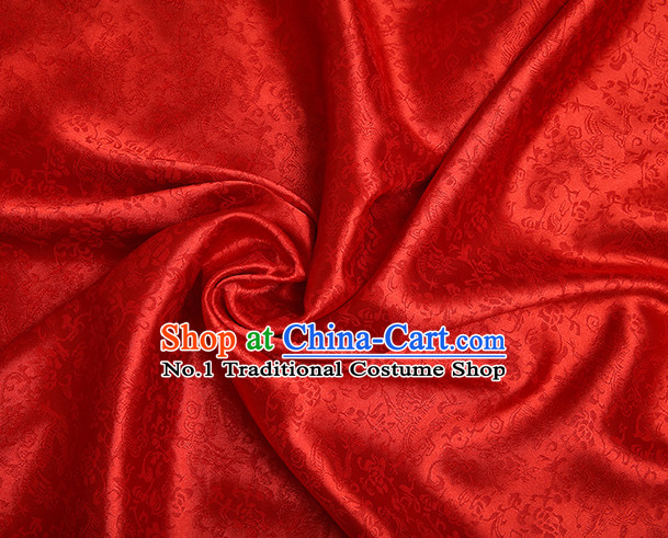 Red Chinese Traditional Dragon Brocade Fabric