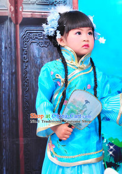 Chinese Traditional Dancing Costumes and Hair Clips Kids