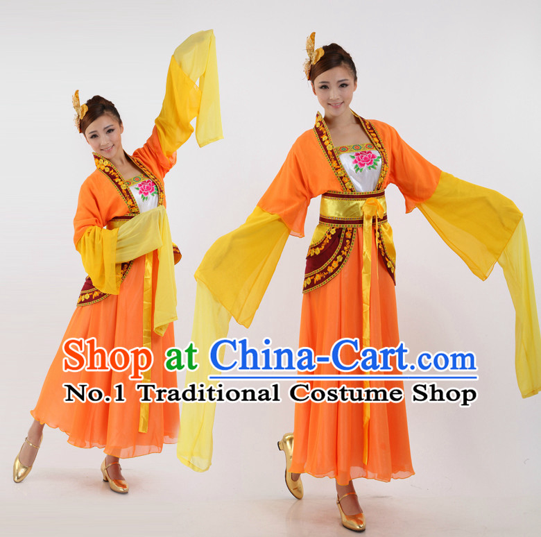 Asian Chinese Classical Dancing Costumes Dance Stores Dance Gear Dance Attire and Hair Accessories Complete Set