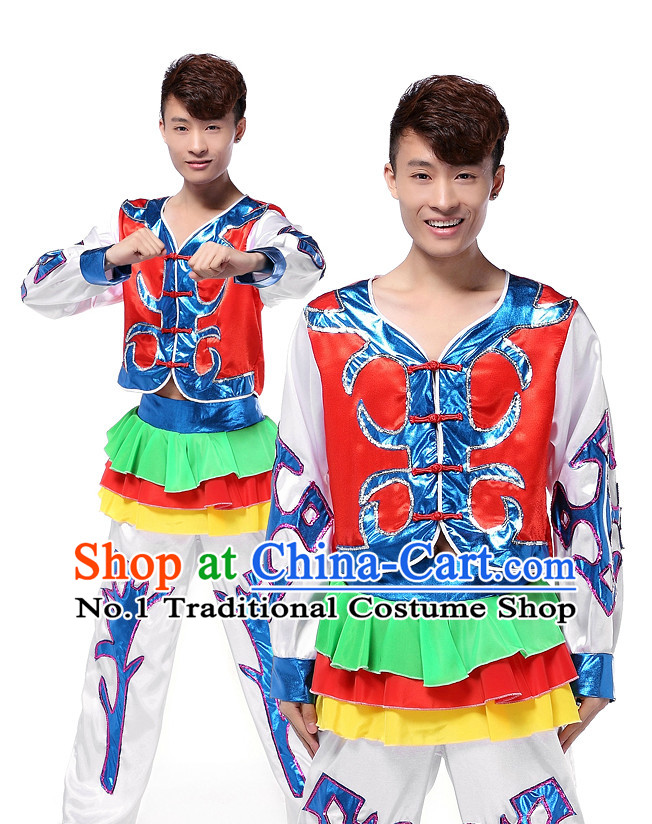 Asian Chinese Folk Ethnic Clothes Complete Set for Men