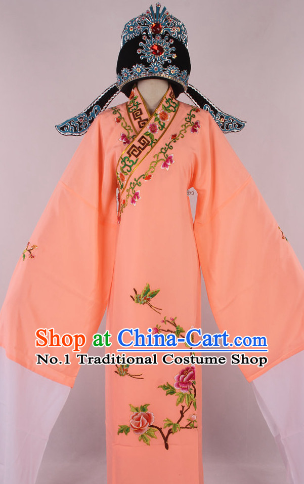 Chinese Beijing Opera Peking Opera Young Scholar Costumes Long Robe and Hat Complete Set for Men