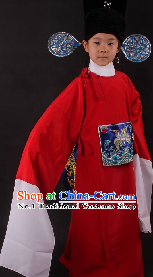 Chinese Culture Chinese Opera Costumes Chinese Cantonese Opera Beijing Opera Costumes Judge Justice Costumes and Hat for Kids