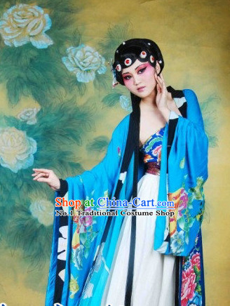 Chinese Beijing Opera Performance Costumes and Headpieces Complete Set for Women