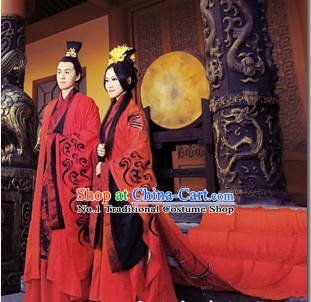 Ancient Chinese Traditional Male and Female Wedding Dresses 2 Complete Sets