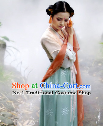 Chinese Ancient Song Dynasty Hanfu Clothing Complete Set