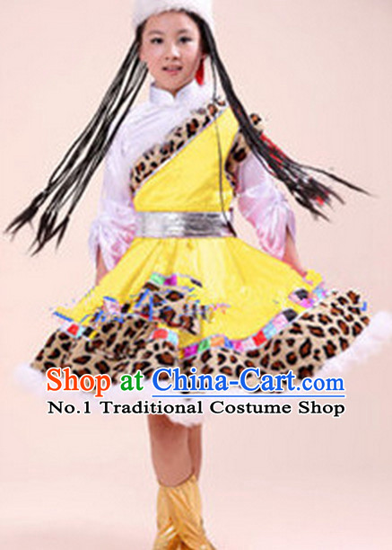 Chinese Tibetan Girl  Folk Dance Costumes Dancewear