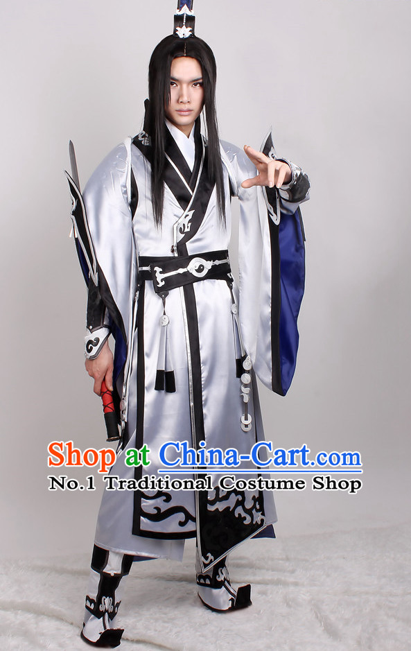 Asia Fashion Top Chinese Taoist Cosplay Wu Xia Chivalry Costumes Complete Set for Men