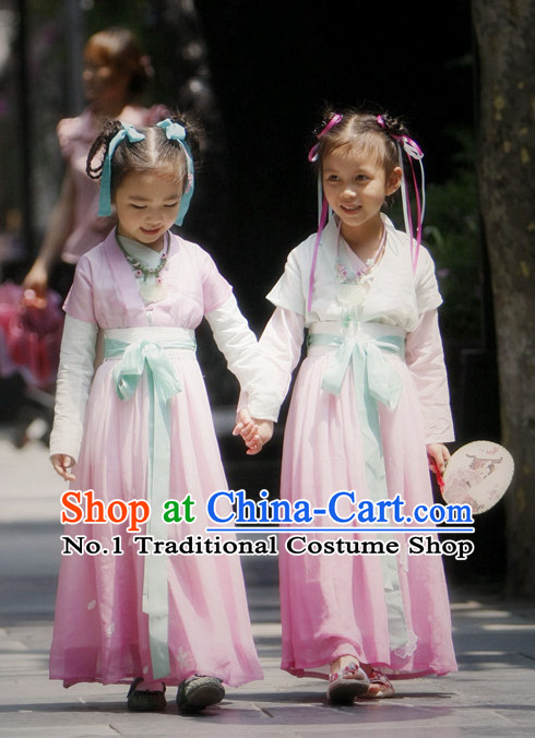 Chinese Ancient Han Dynasty Costumes and Hair Jewelry Complete Set for Kids