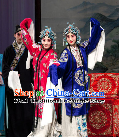 Blue Ancient Chinese Beijing Opera Hua Dan Hua Tan Long Water Sleeves Costumes for Women